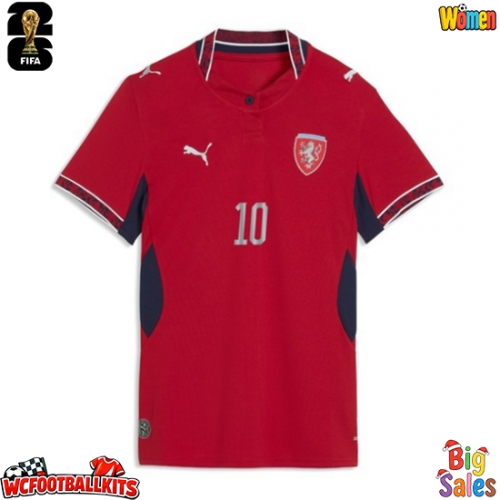 Czech Republic Patrik Schick #10 Replica Home Stadium Shirt for Women World Cup 2026 Short Sleeve